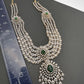 AD Multi Layer Color Stone Long Necklace - Green
