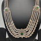 AD Multi Layer Color Stone Long Necklace - Green