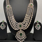 AD Multi Layer Color Stone Long Necklace - Green