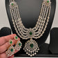AD Multi Layer Color Stone Long Necklace - Green
