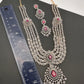 AD Multi Layer Detachable Pendent Color Stone Long Necklace - Red