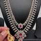 AD Diamond Finish Ruby Double Layer Long Necklace