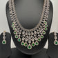 AD Diamond Finish Emerald Green Long Necklace