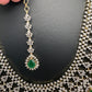AD Diamond Finish Emerald Green Long Necklace