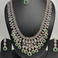 AD Diamond Finish Emerald Green Long Necklace
