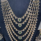 AD Diamond Finish Emerald Green Multi Six Layer Long  Necklace