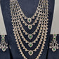 AD Diamond Finish Emerald Green Multi Six Layer Long  Necklace