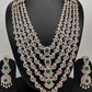 AD Diamond Finish Emerald Green Panch Lada Long  Necklace
