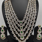 AD Diamond Finish Emerald Green Panch Lada Long  Necklace