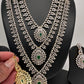AD Diamond Finish Emerald Green Teen Lada Long  Necklace