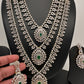 AD Diamond Finish Emerald Green Teen Lada Long  Necklace