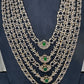 AD Diamond Finish Emerald Green Panch Lada Long  Necklace