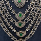 AD Diamond Finish Emerald Green Panch Lada Long  Necklace