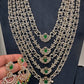 AD Diamond Finish Emerald Green Panch Lada Long  Necklace