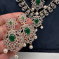 AD Diamond Finish Emerald Green Panch Lada Long  Necklace