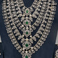 AD Diamond Finish Emerald Green Panch Lada Long  Necklace