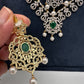 AD Diamond Finish Emerald Green Panch Lada Long  Necklace
