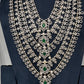 AD Diamond Finish Emerald Green Panch Lada Long  Necklace