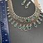 AD Color Stone Broad Short Necklace - Green