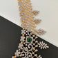 AD Color Stone Broad Short Necklace - Green