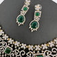 AD Color Stone Broad Short Necklace - Green