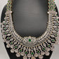 AD Color Stone Broad Long Necklace - Green