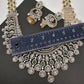 AD Color Stone Broad Long Necklace - Green