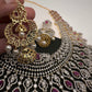 AD Color Stone Broad Long Necklace - Red