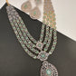 AD Mint Green Multi Layer Long  Necklace
