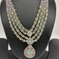 AD Mint Green Multi Layer Long  Necklace