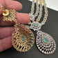 AD Mint Green Multi Layer Long  Necklace