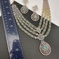 AD Mint Green Multi Layer Long  Necklace