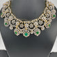 AD Color Stone Neckline Short Necklace - Green