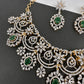 AD Color Stone Neckline Short Necklace - Green
