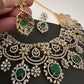 AD Color Stone Neckline Short Necklace - Green