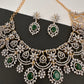 AD Color Stone Neckline Short Necklace - Green