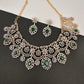 AD Color Stone Neckline Short Necklace - Green