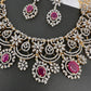AD Color Stone Neckline Short Necklace - Red