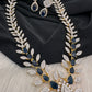 AD Color Stone Dainty Short Necklace - Blue