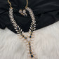 AD Color Stone Dainty Short Necklace - Blue