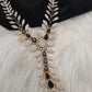 AD Color Stone Dainty Short Necklace - Blue