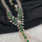AD Color Stone Dainty Short Necklace - Green