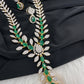AD Color Stone Dainty Short Necklace - Green