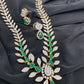 AD Color Stone Dainty Short Necklace - Green