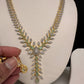 AD Color Stone Dainty Short Necklace - LightGreen