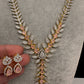AD Color Stone Dainty Short Necklace - pink