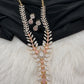 AD Color Stone Dainty Short Necklace - pink