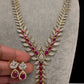 AD Color Stone Dainty Short Necklace - Red