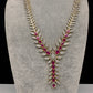 AD Color Stone Dainty Short Necklace - Red