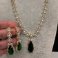 AD Color Stone Dainty Short Necklace - Green